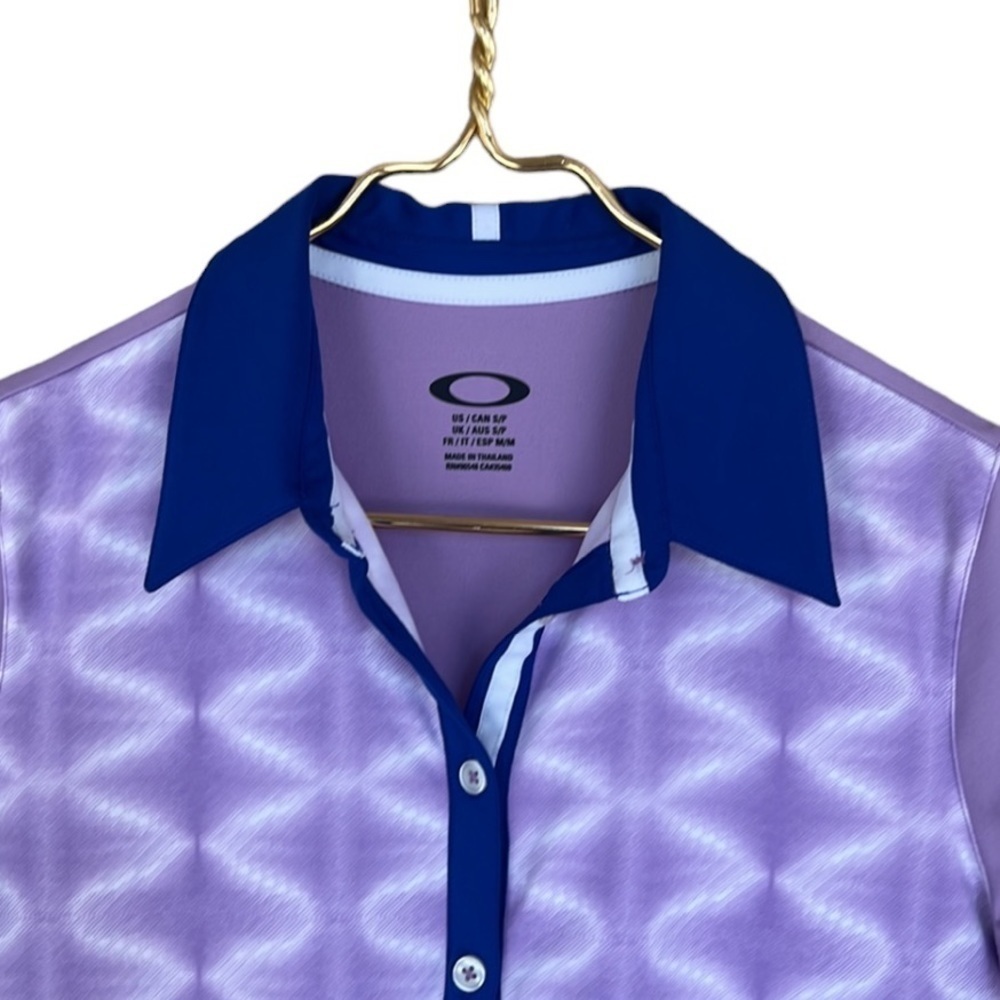 Oakley Orchid Purple Print Golf Polo Short Sleeve Performance Top S - Picture 3 of 10